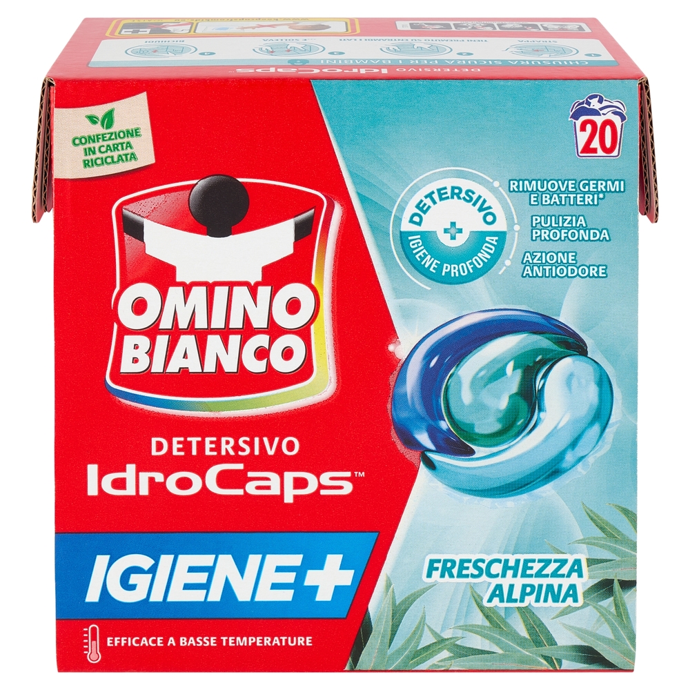 Omino Bianco Detersivo IdroCaps Igiene+ Freschezza Alpina 20 x 19 ml